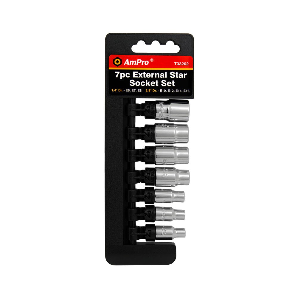 E-Torx- Hylsysarja 1/4" 3/8" 7-Os